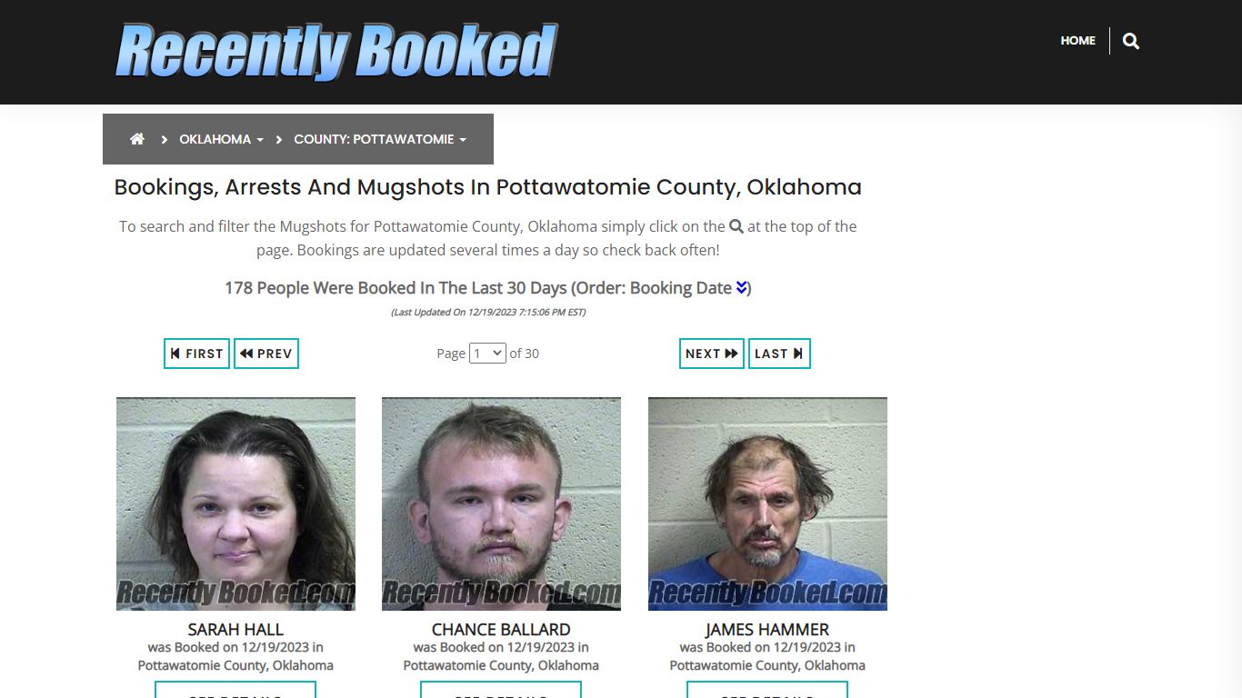 Bookings, Arrests and Mugshots in Pottawatomie County, Oklahoma